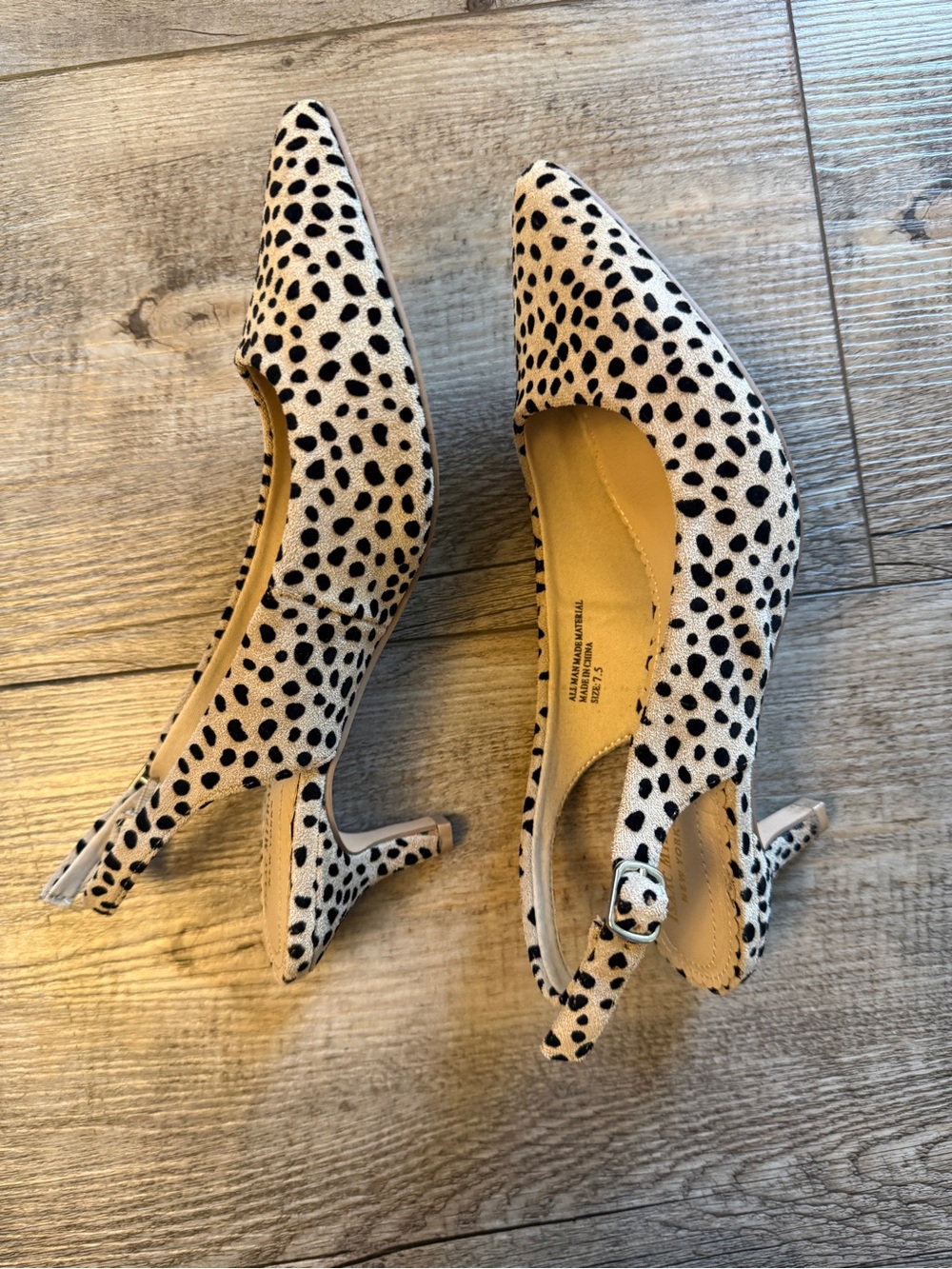 Isaac Mizrahi Cream and Black Polka Dot Pointed Slingbacks - Picture 2 of 6
